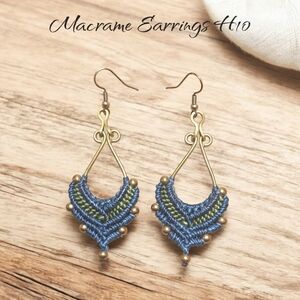 Handcrafted Macrame Earrings in Blue and Green